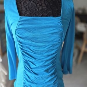 INC International Concepts Teal Ruched Front Top